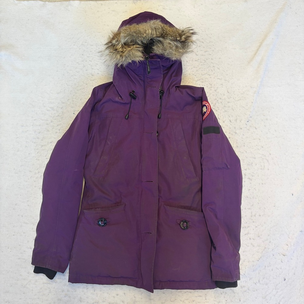 Canada Goose Montebello Parka Womens XS Purple Fur Trim Down Jacket